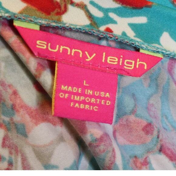 Sunny Leigh Flowing Draped Asymmetrical Hem Floral Blouse Fairy Pixie - Picture 3 of 4